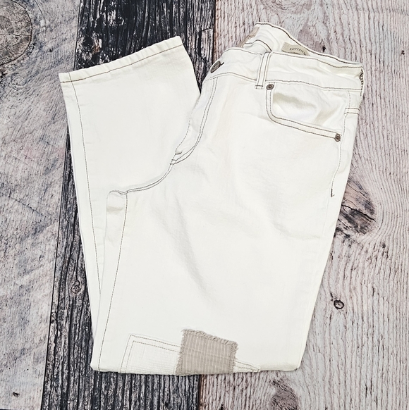 LOGO Lavish by Lori Goldstein Maddy Boyfriend Jeans Petite Size 8 Patchwork - Picture 9 of 11